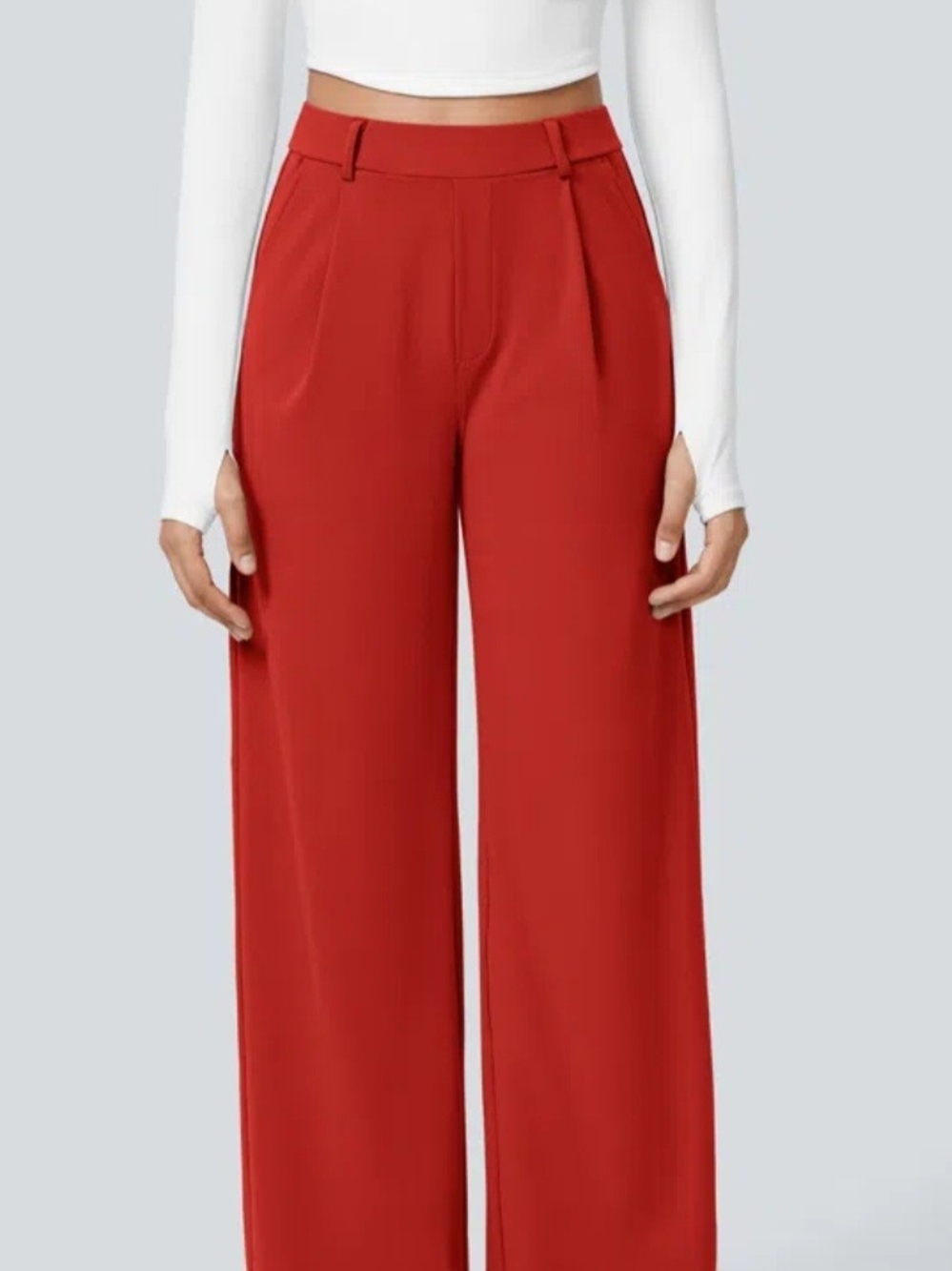 HALARA Wide Leg High-Rise Pants — Red